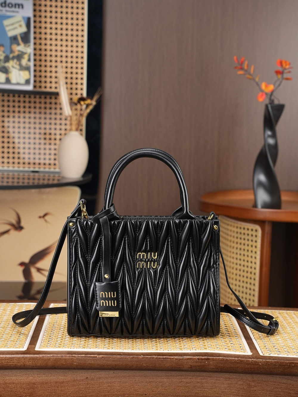 Miu Miu Black Quilted Leather Top-Handle Bag